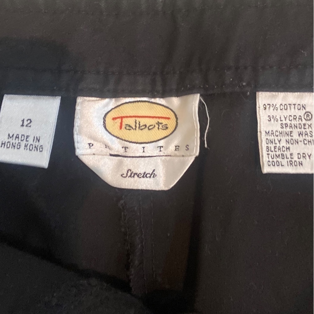 Talbots stretch cotton cropped Capri cuffed pants side zipper size 12p - Picture 5 of 6
